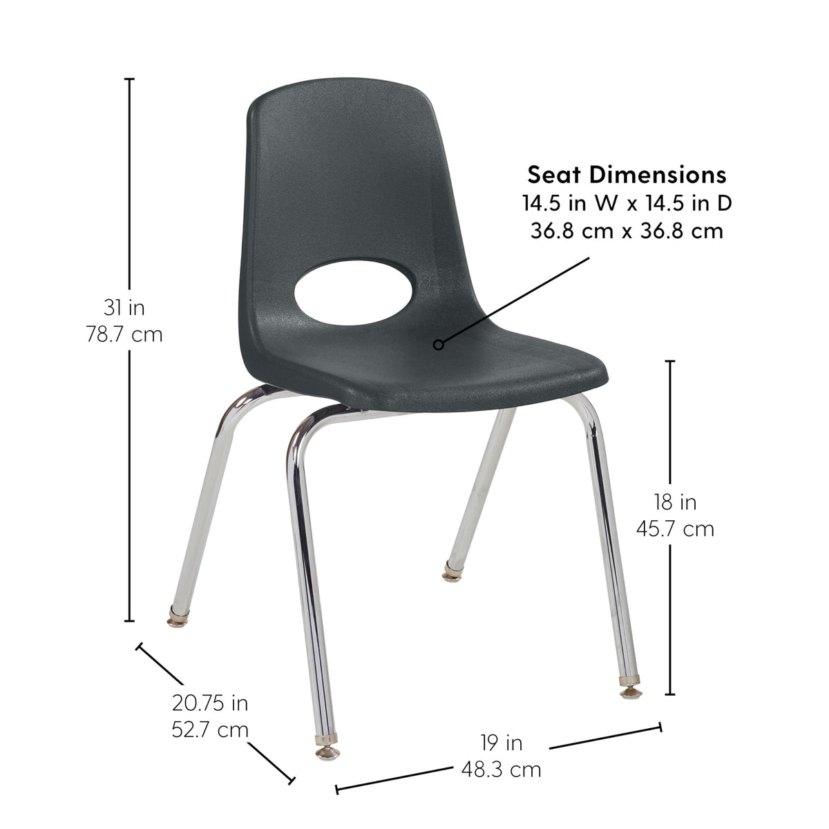 18" Black Stack Chair 5-Pack U840