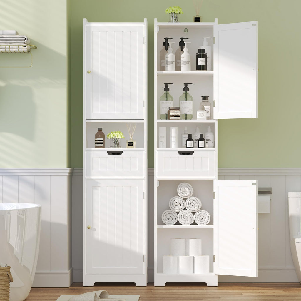 67" H Tall White Bathroom Storage Cabinet W3901