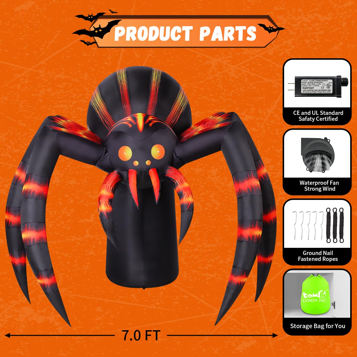 7FT Halloween Inflatables Yard Decor with LEDs H3656