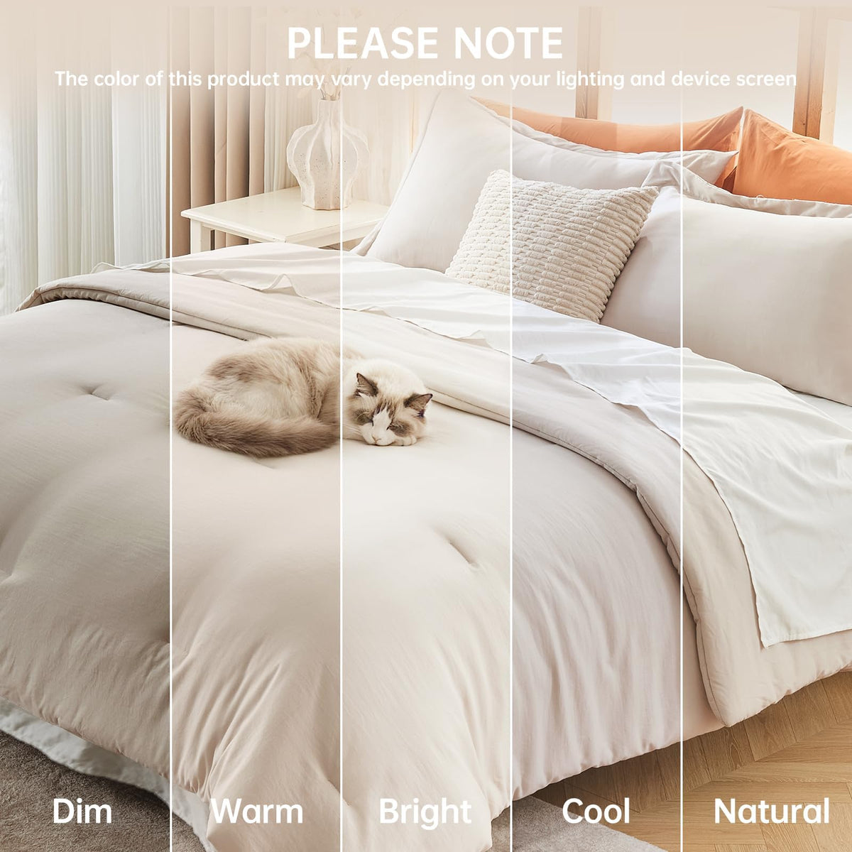Beige King Size 3 Piece Comforter Set X822