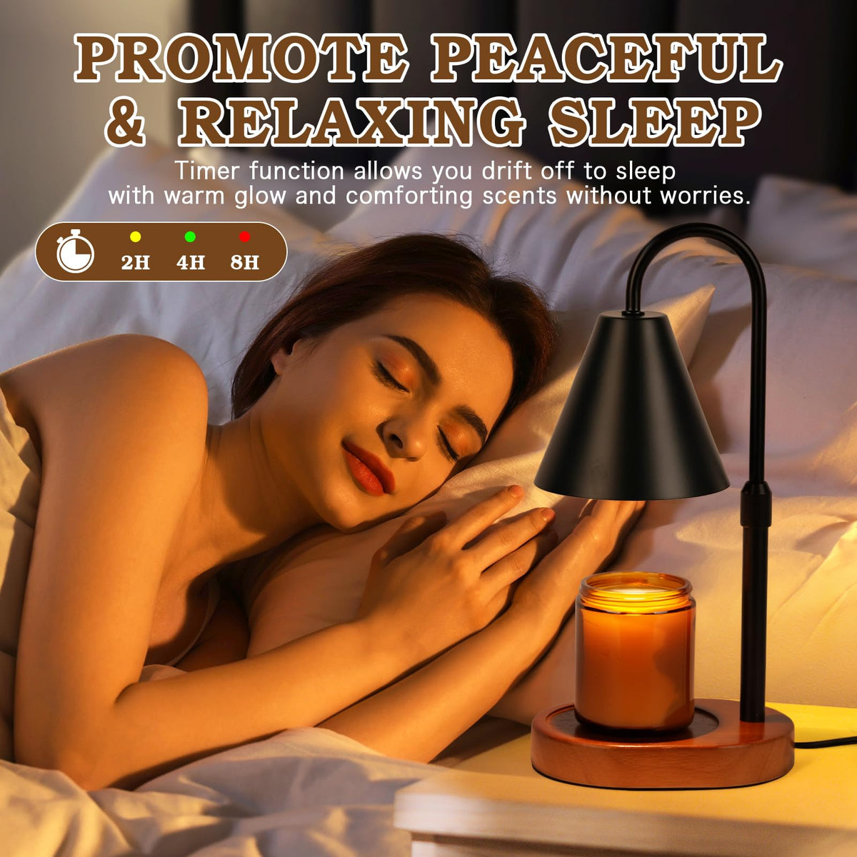 Black Dimmable Candle Warmer Lamp with Timer P8050