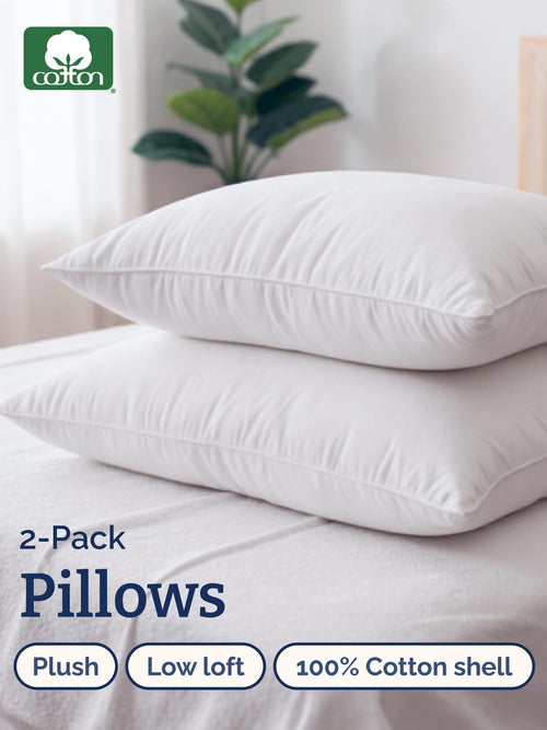 100% Cotton King Size Bed Pillows Set of 2 White F805316