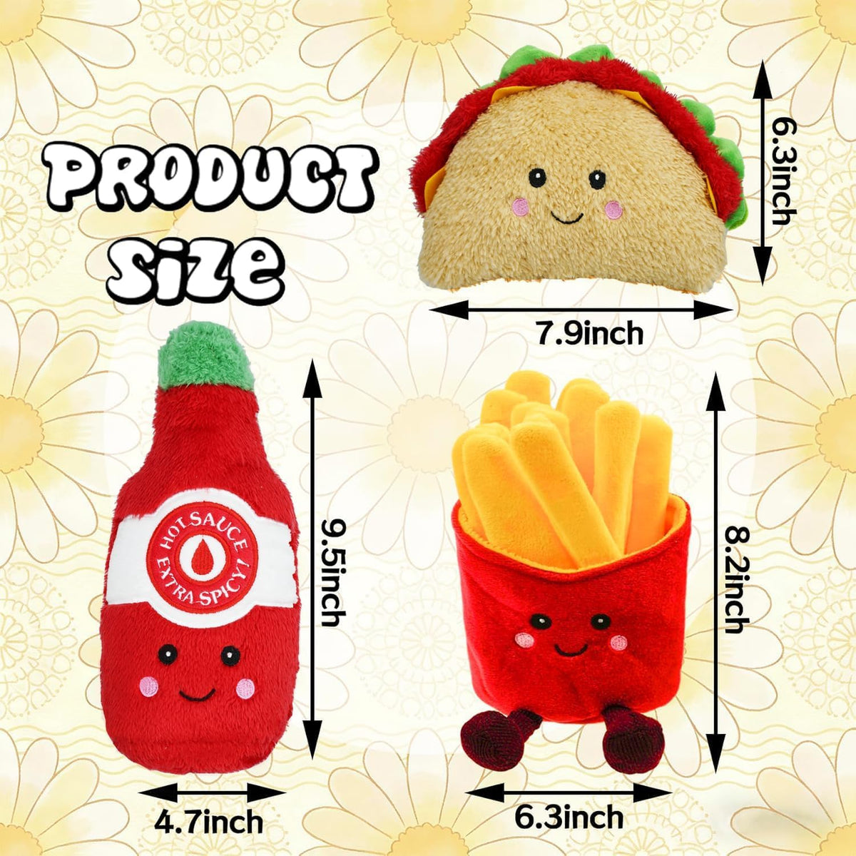 3-Pack Squeaky Plush Dog Chew Toys Set W514