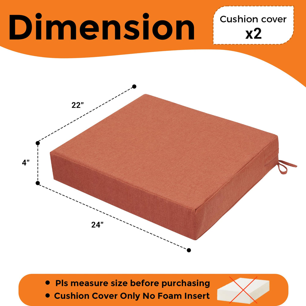 Water Repellent Cushion Cover 2 Pack 24x22x4 Inch T228