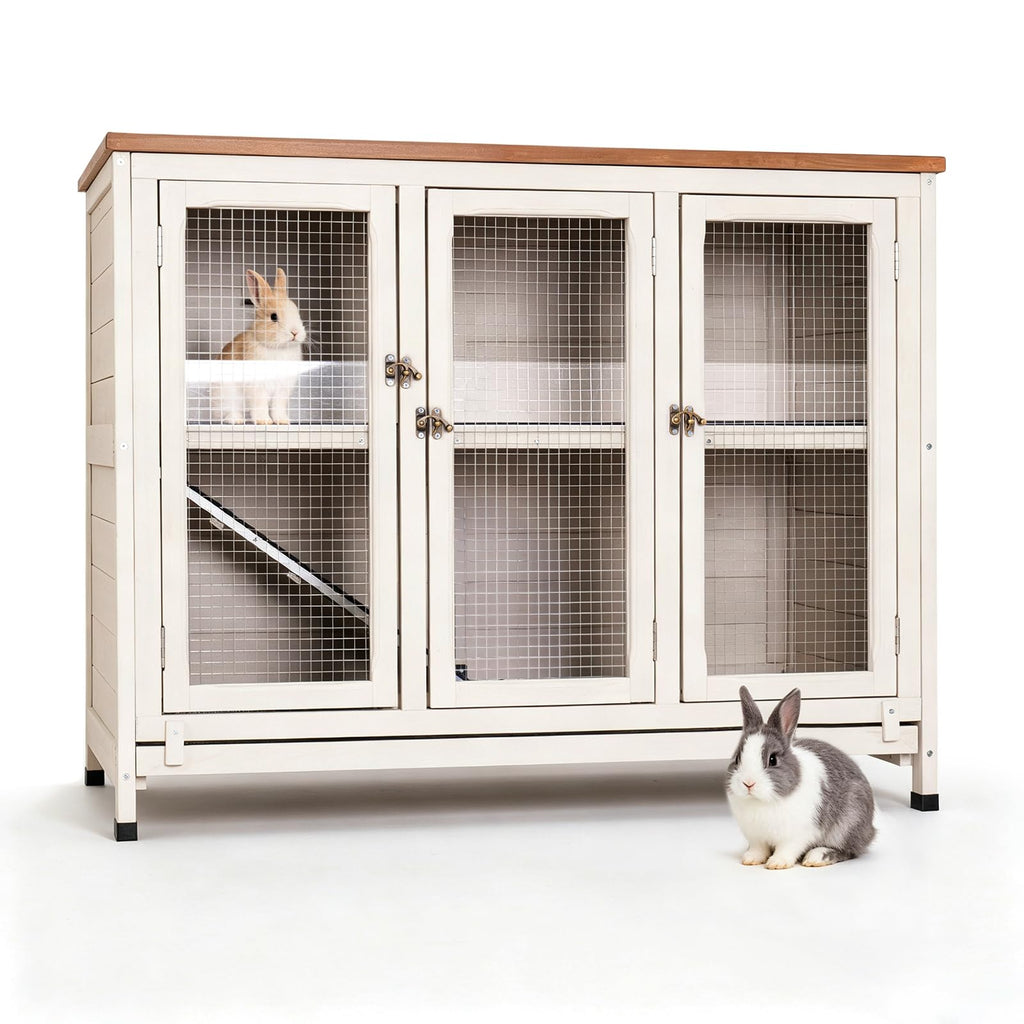 2-Story Indoor Rabbit Hutch with Pull-Out Tray G512