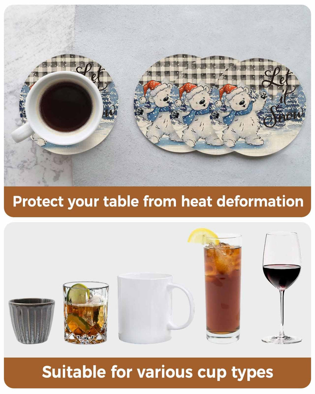 Set of 6 Ceramic Coasters with Cork Base J88411