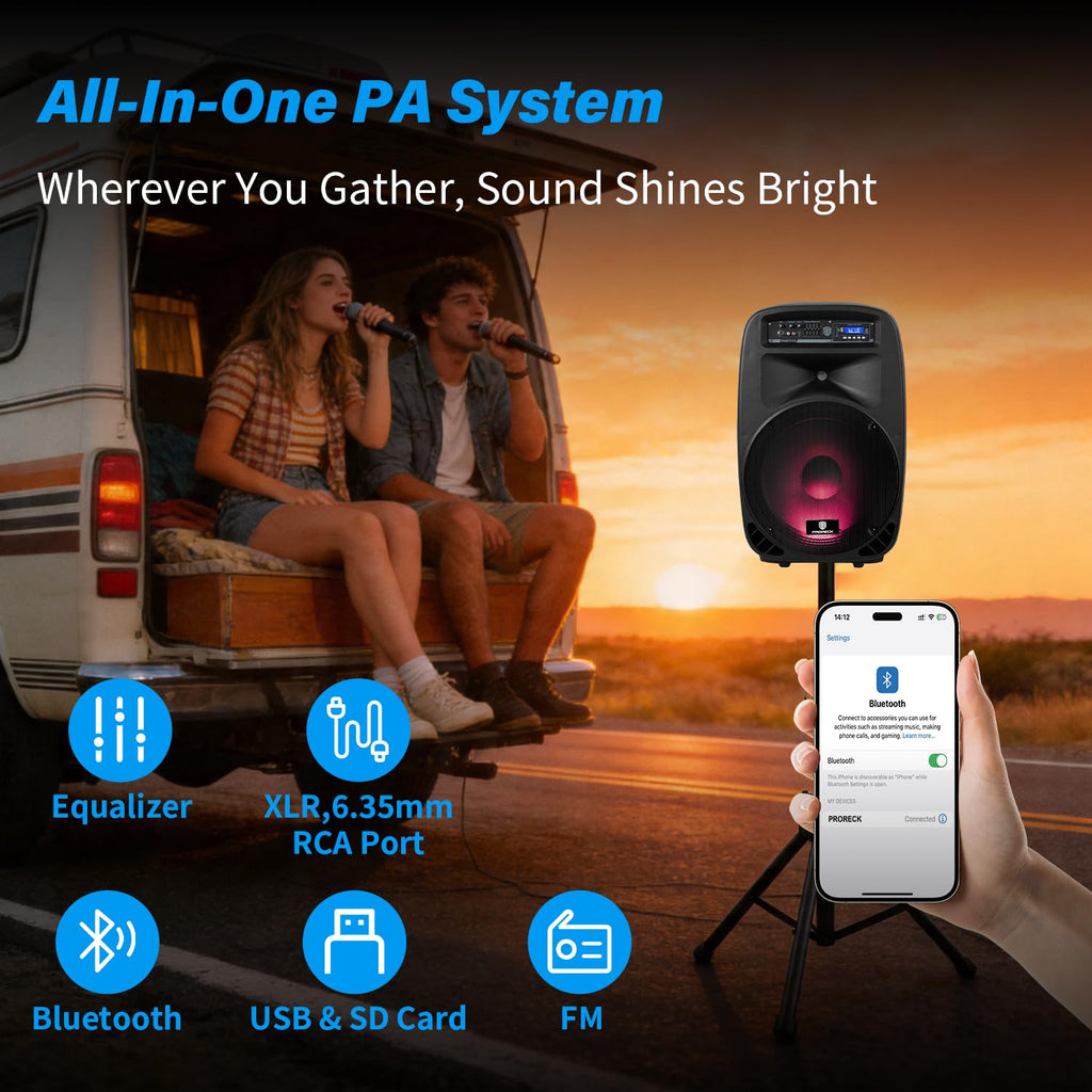 15-Inch 2-Way Powered PA Speaker System Combo Set I5215