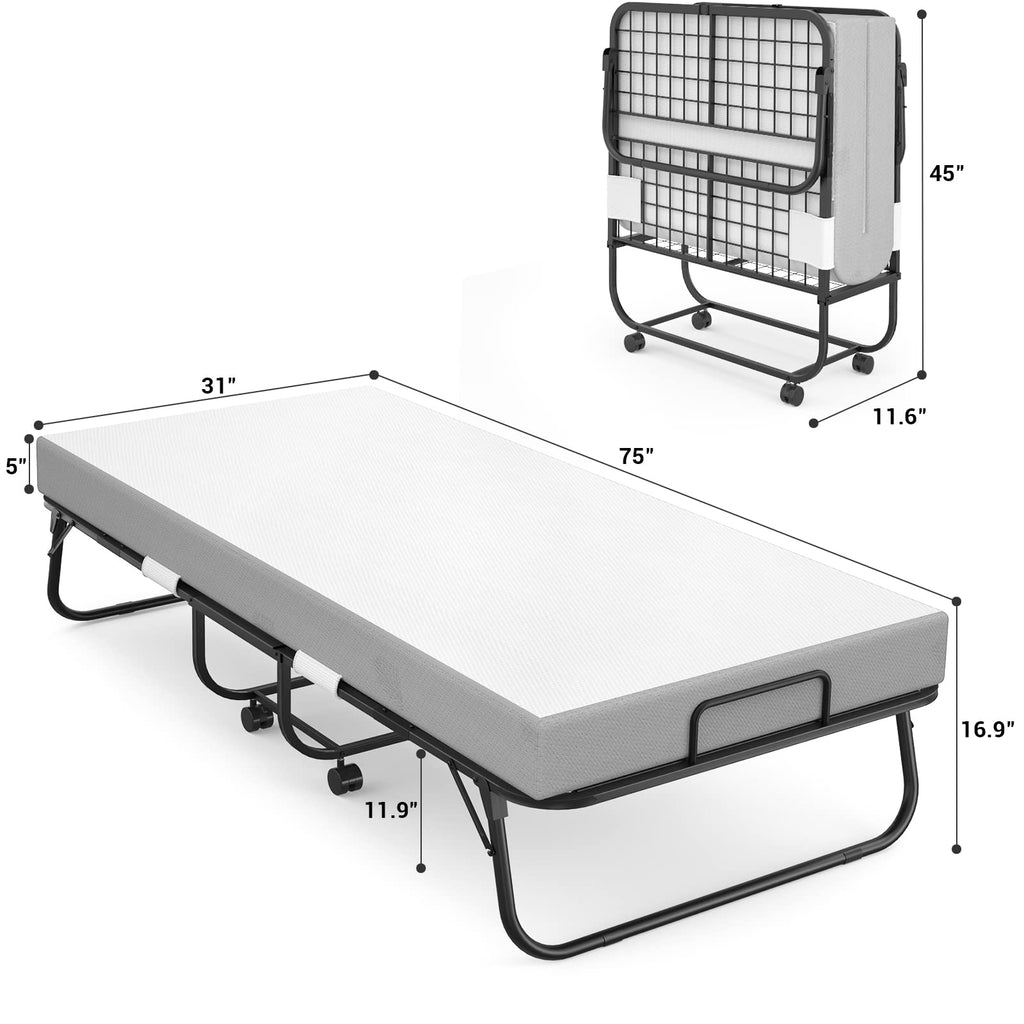 Folding Bed with Mattress Cot Size K5943