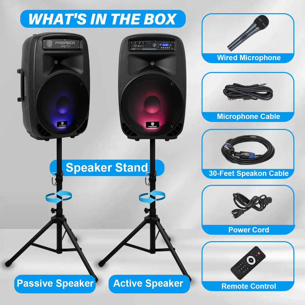 15-Inch 2-Way Powered PA Speaker System Combo Set I5215