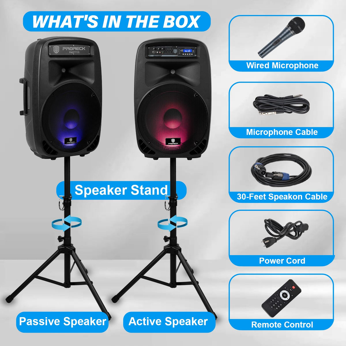 15-Inch 2-Way Powered PA Speaker System Combo Set I5215