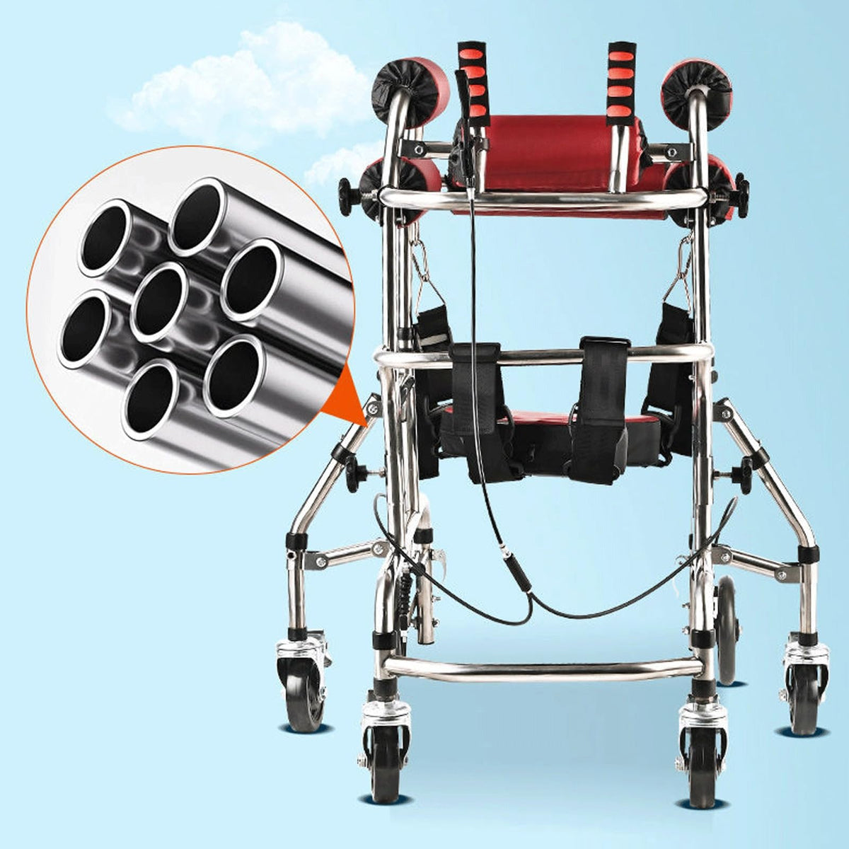 Height Adjustable Kids Upright Walker with Seat X404072