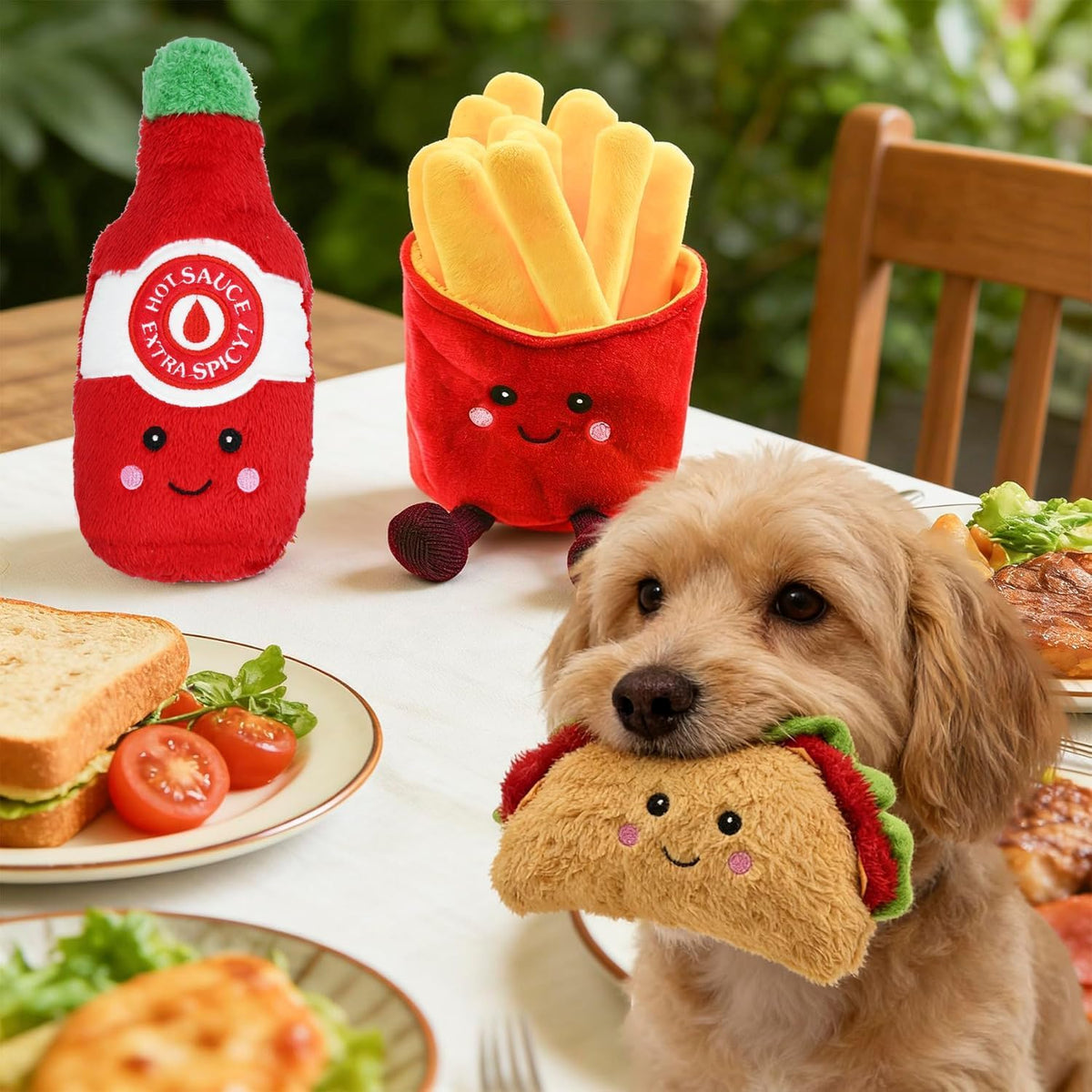 3-Pack Squeaky Plush Dog Chew Toys Set W514
