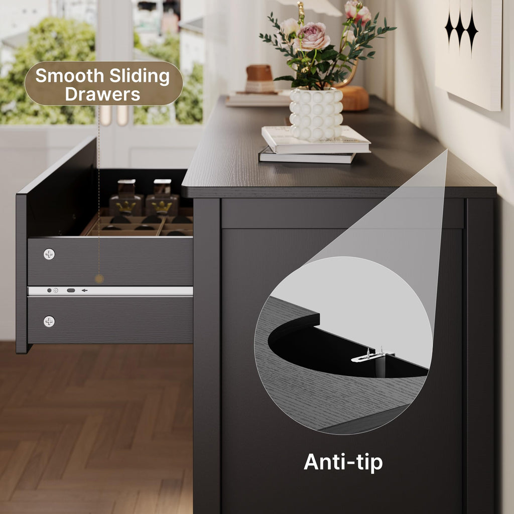 Black 6 Drawer Dresser L93313