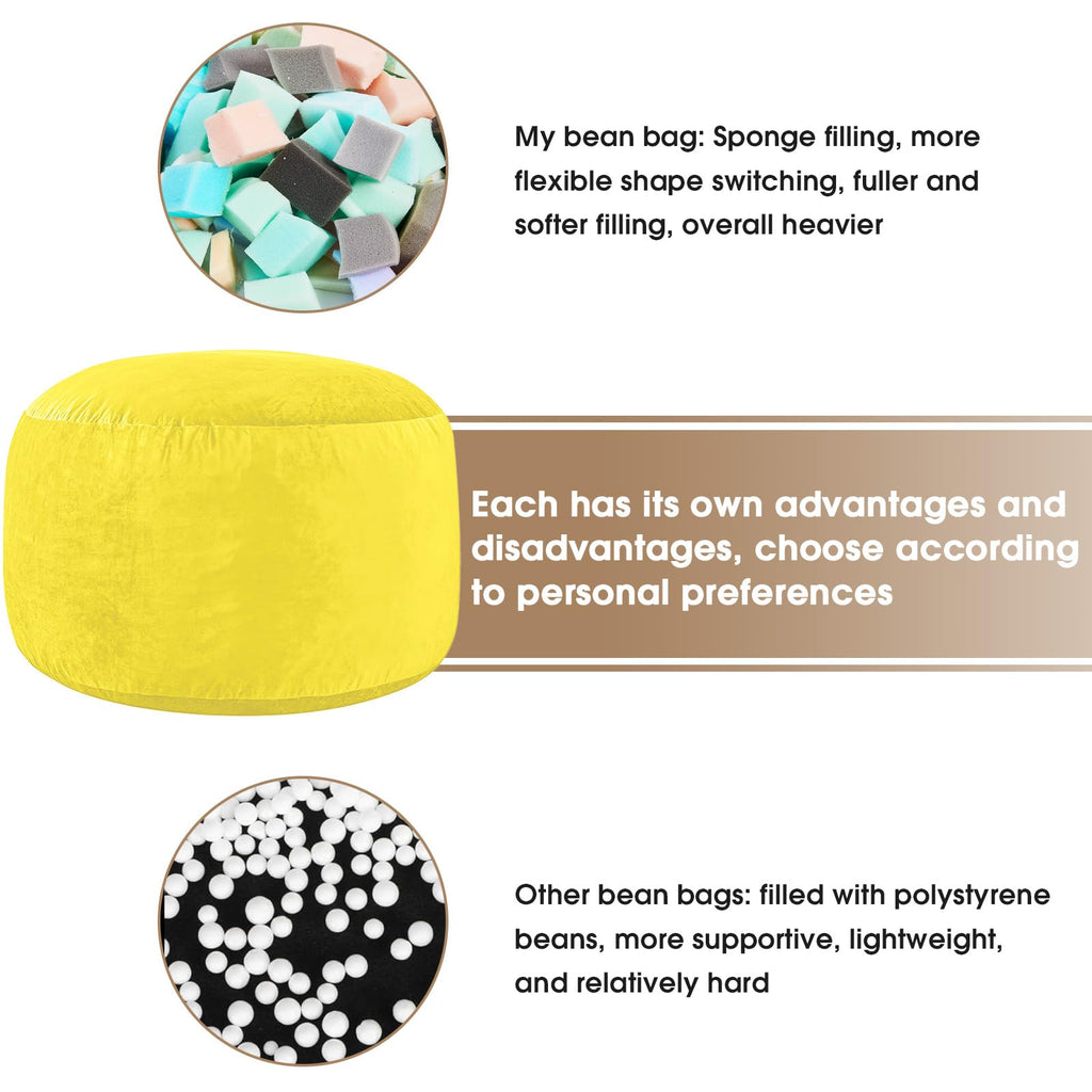 Yellow 3 ft Memory Foam Bean Bag Chair H453