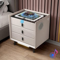 White 3 Drawer Bed End Table with Wireless Charging G86456