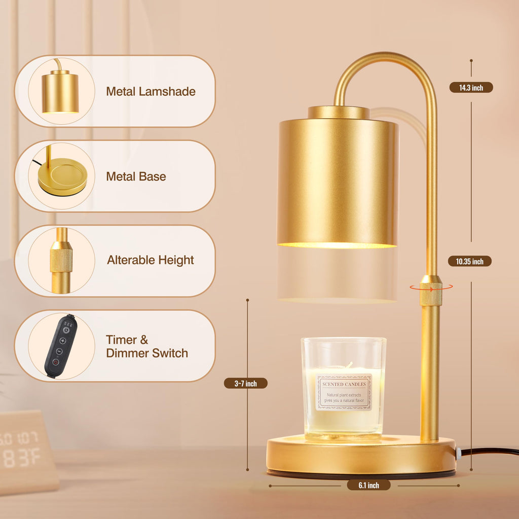Height Adjustable Electric Candle Warmer Lamp with Timer & Dimmer J940036