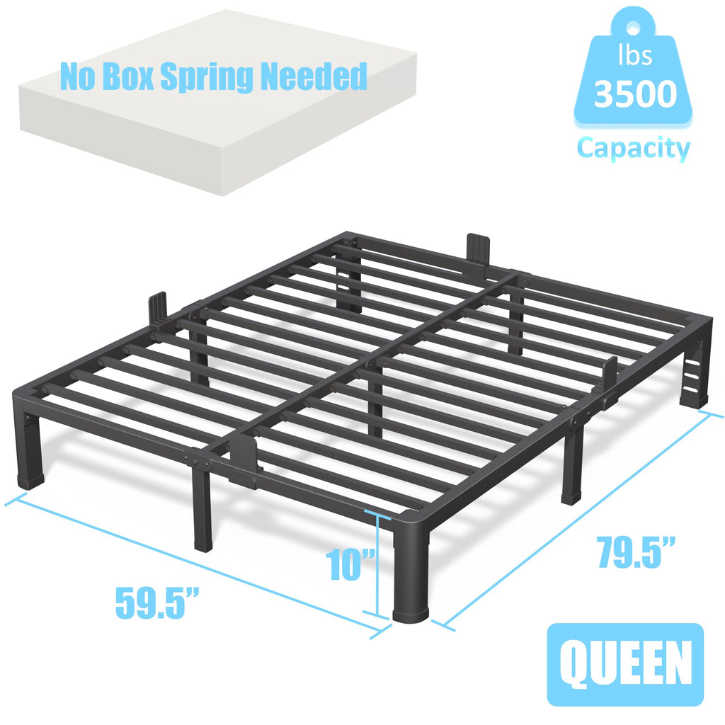 10 Inch Queen Metal Bed Frame with Headboard K291444