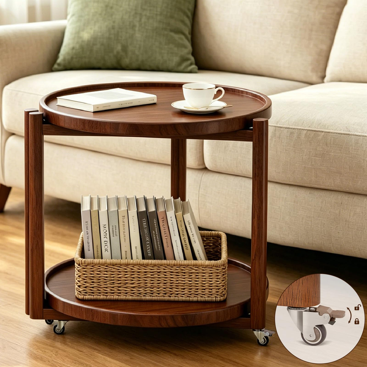 Rolling Side Table with Wheels O632429