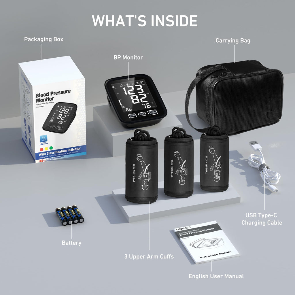 Blood Pressure Machine with 3 Size Cuffs and Backlit Display J10617
