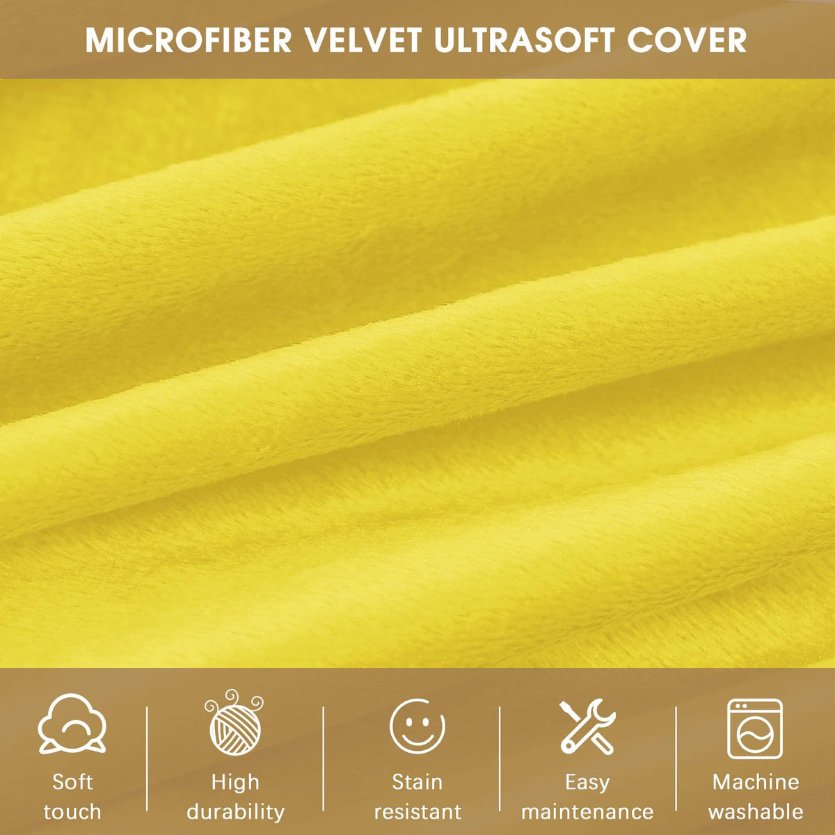 Yellow 3 ft Memory Foam Bean Bag Chair H453