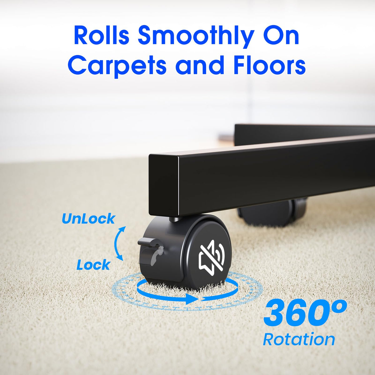 Black Rolling TV Stand for 23-60 Inch TVs U398