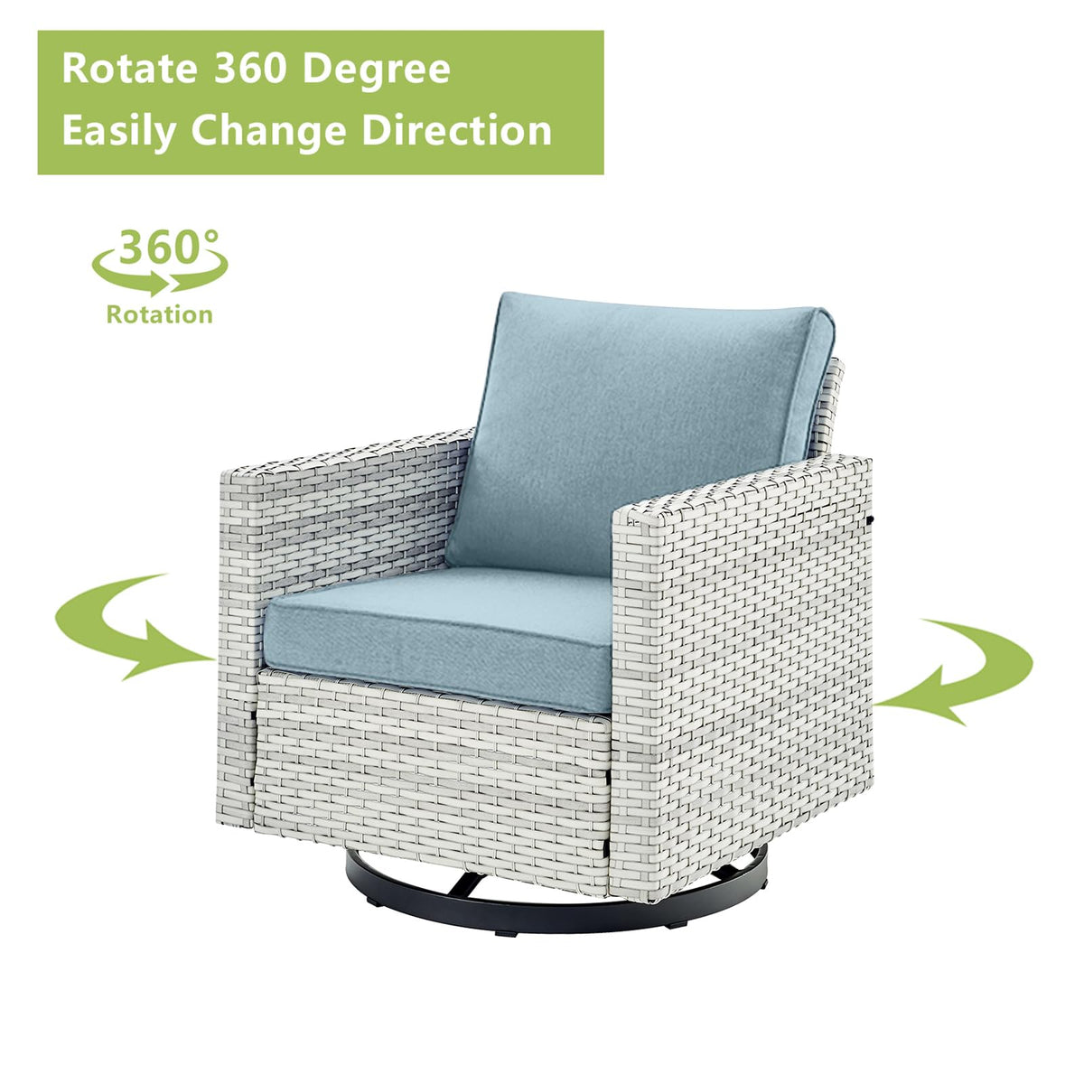8 Piece Wicker Patio Conversation Set with Swivel Rocker Chairs C4844