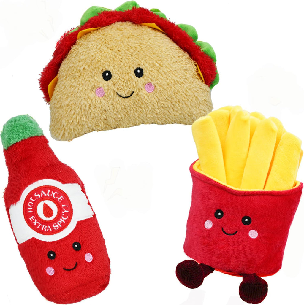 3-Pack Squeaky Plush Dog Chew Toys Set W514