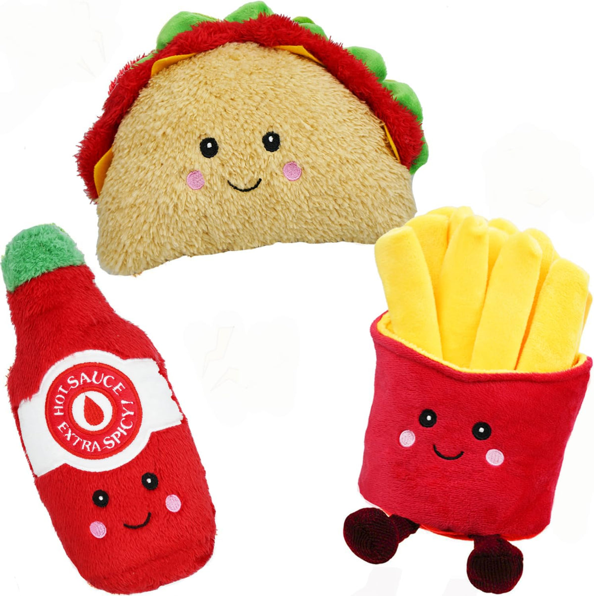 3-Pack Squeaky Plush Dog Chew Toys Set W514