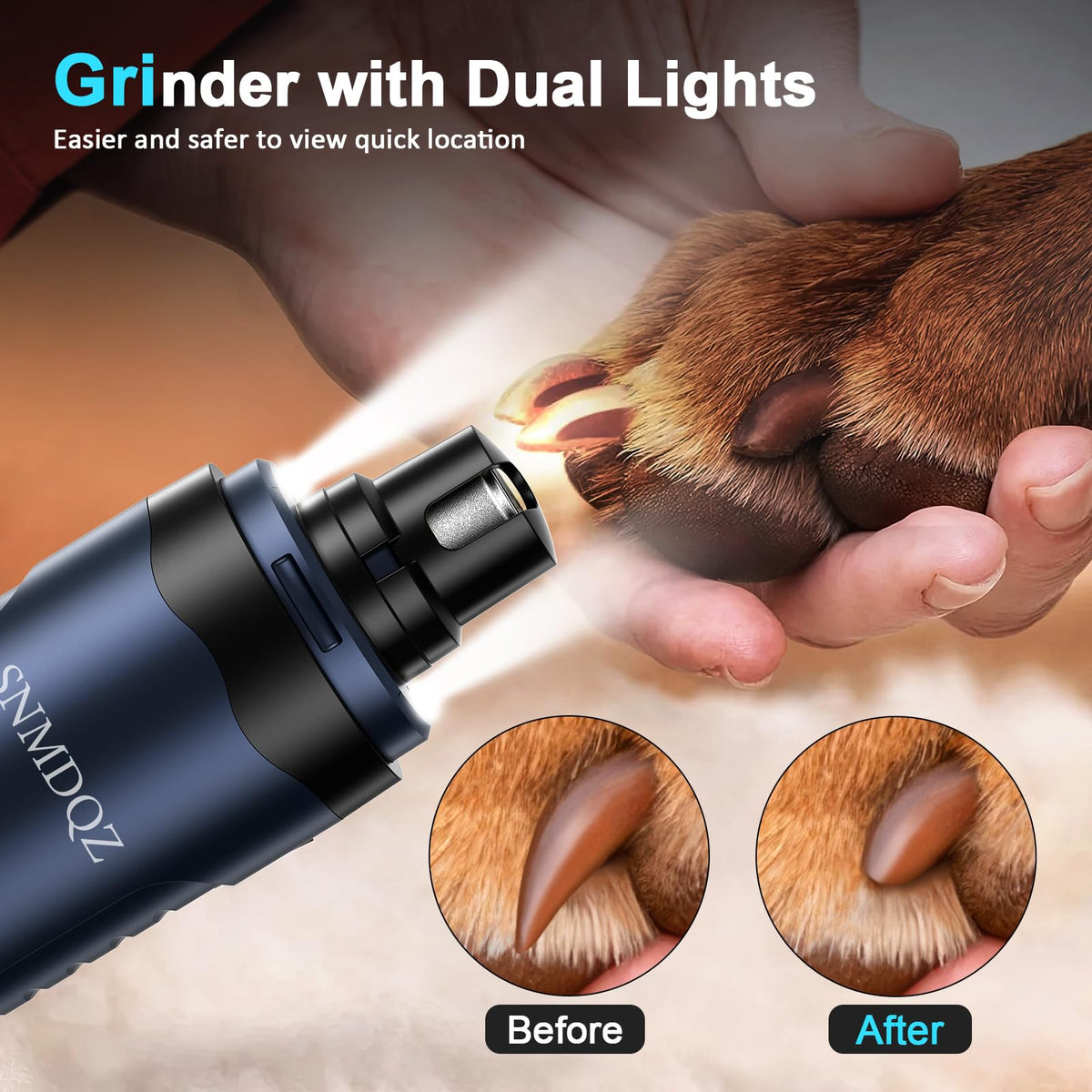 Dog Nail Grinder and Clippers Kit with 2 LED Lights J209241