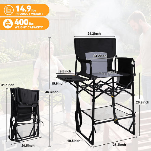 2 Pack Extra Tall Folding Camping Chair with Side Table N156