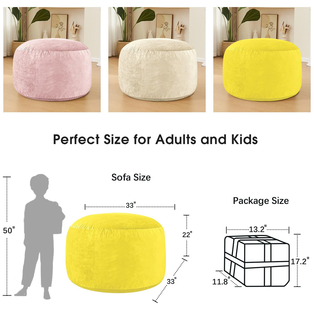 Yellow 3 ft Memory Foam Bean Bag Chair H453