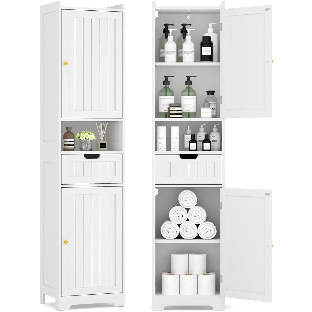 67" H Tall White Bathroom Storage Cabinet W3901