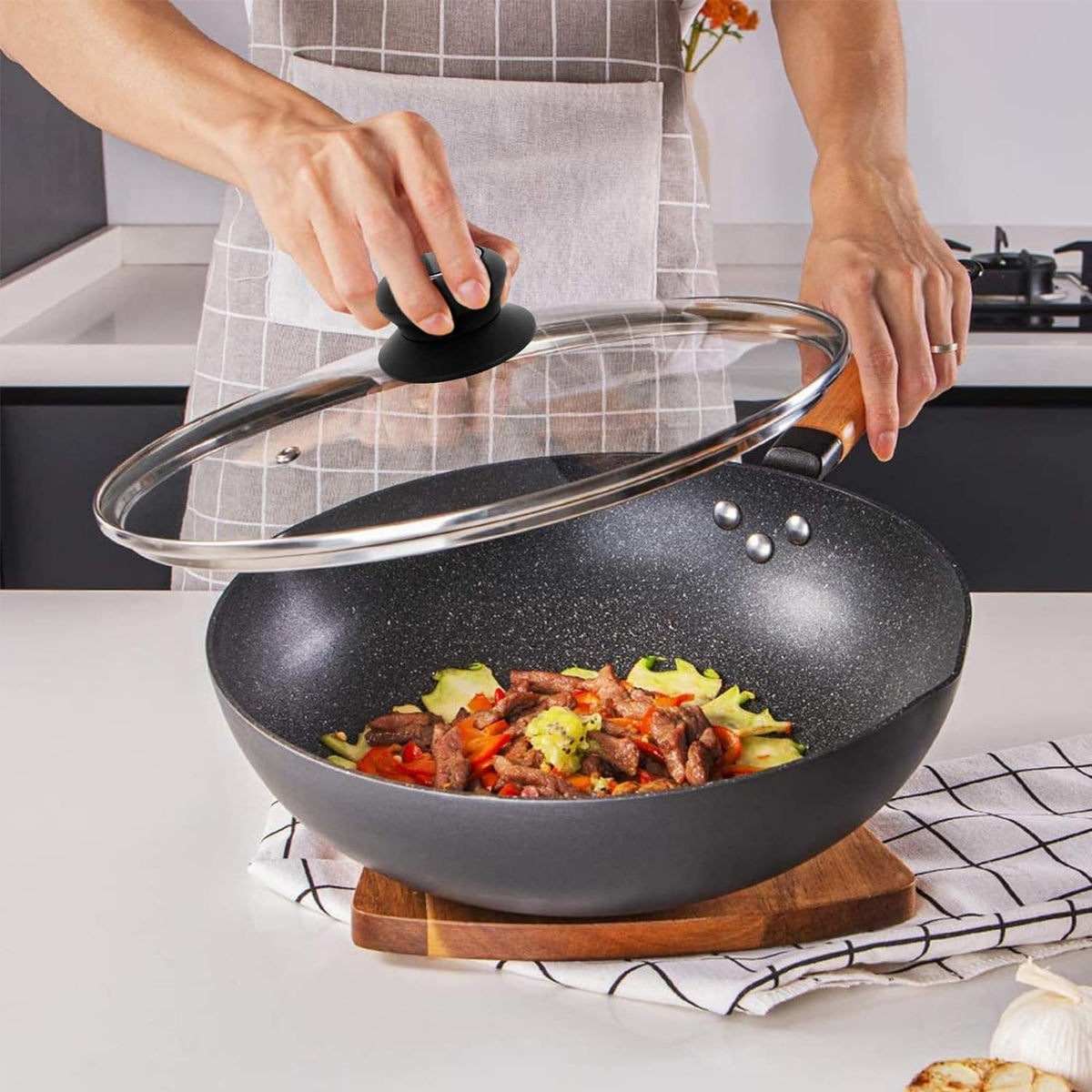 12 Inch Tempered Glass Pan Lid with Silicone Handle S26014