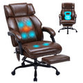 Brown Heated Massage Reclining Leather Office Chair with Foot Rest Z535