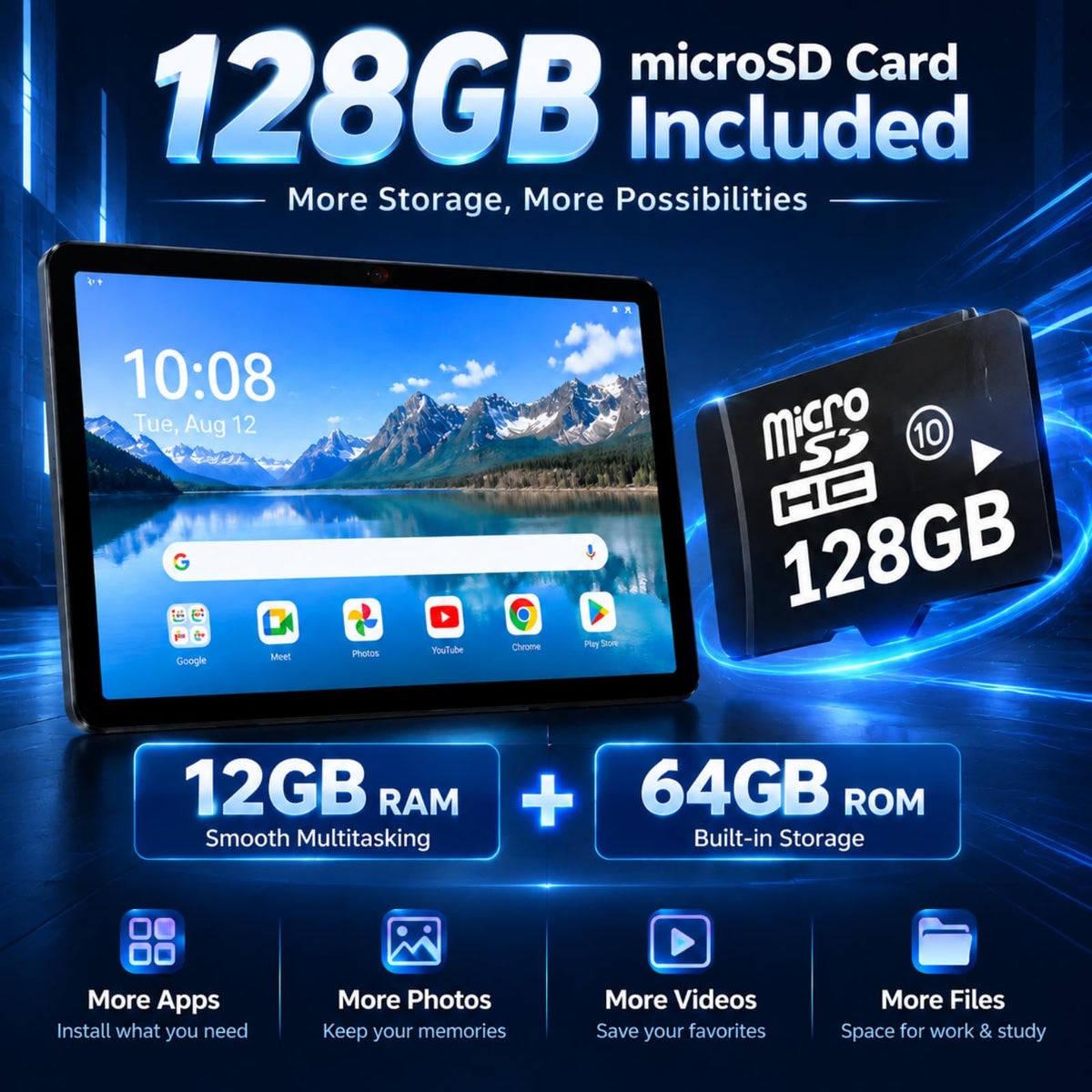 Android 15 Tablet 10.1 in 12GB RAM 64GB ROM Z8370