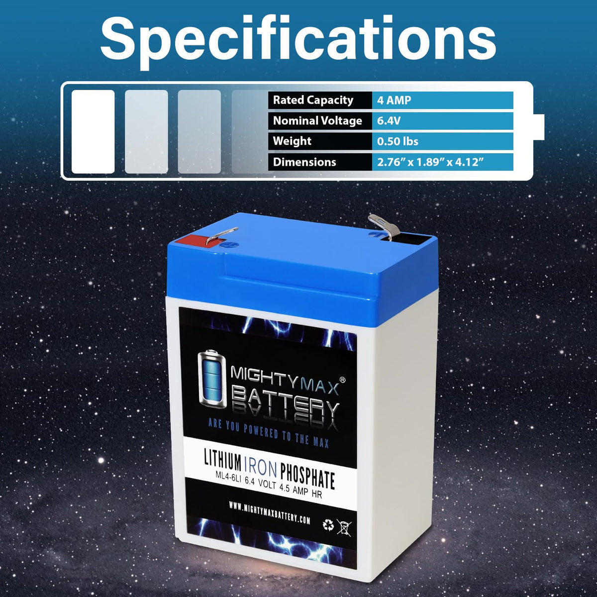 6V 4.5AH Lithium Replacement Battery B74350