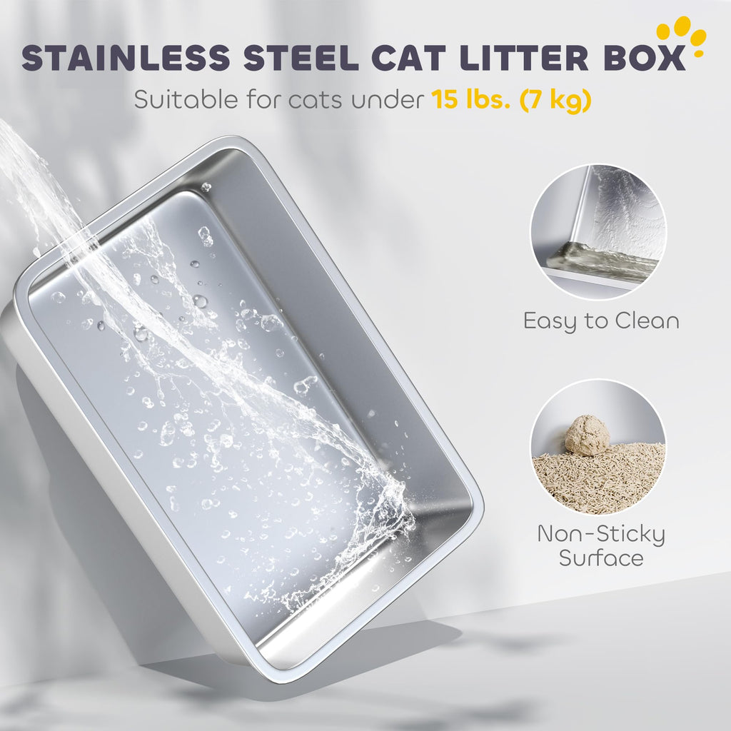 Extra Large Enclosed Stainless Steel Cat Litter Box H2208