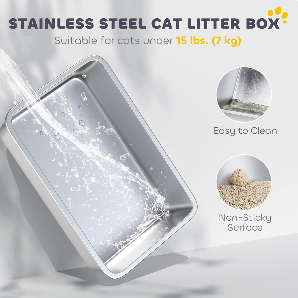 Extra Large Enclosed Stainless Steel Cat Litter Box H2208