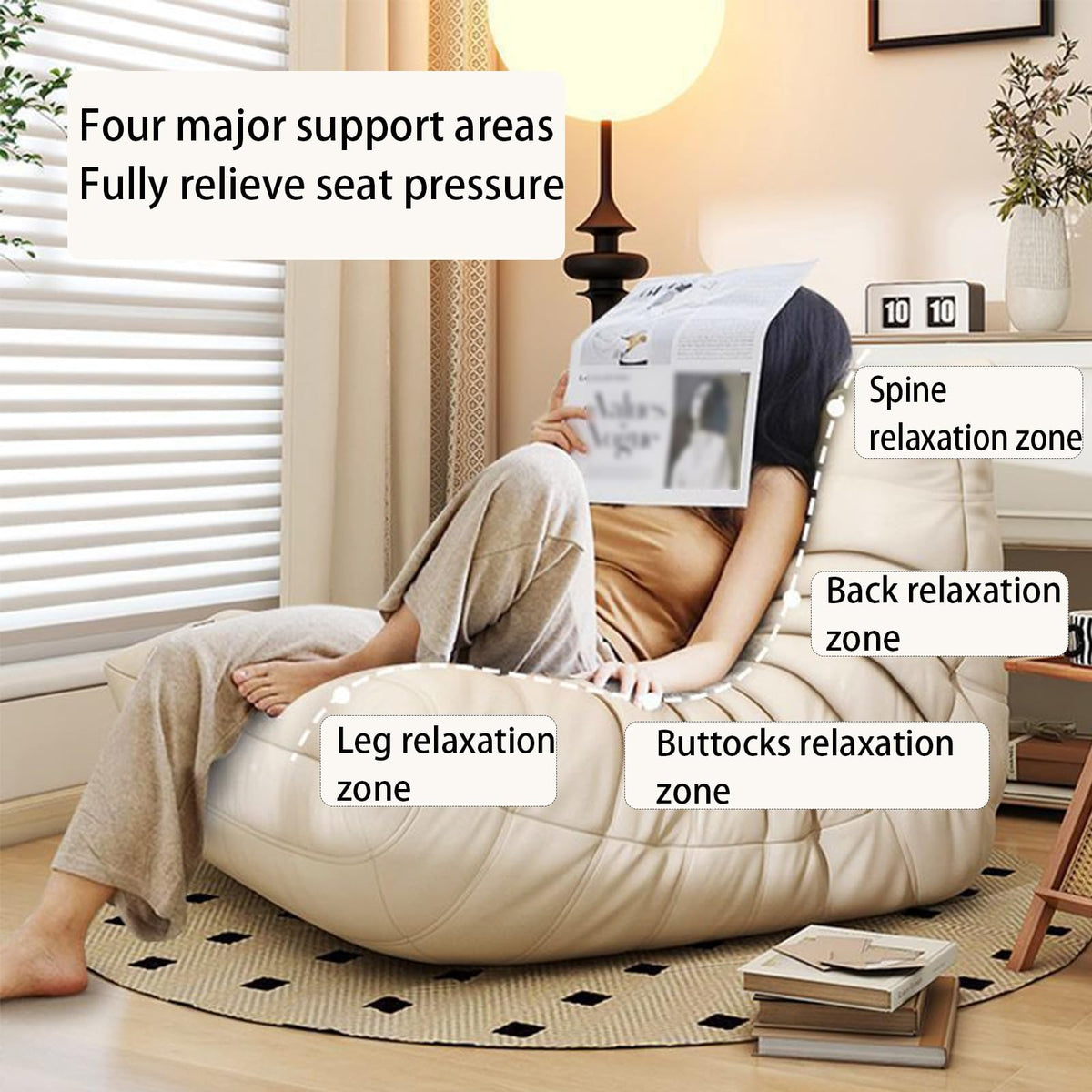 Yellow Memory Foam Bean Bag Sofa Chair Q1884