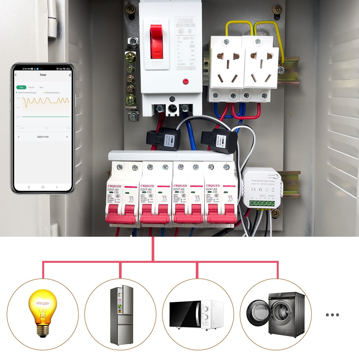 Single Phase Clamp Electricity Meter with Current Transformer, WiFi R74994