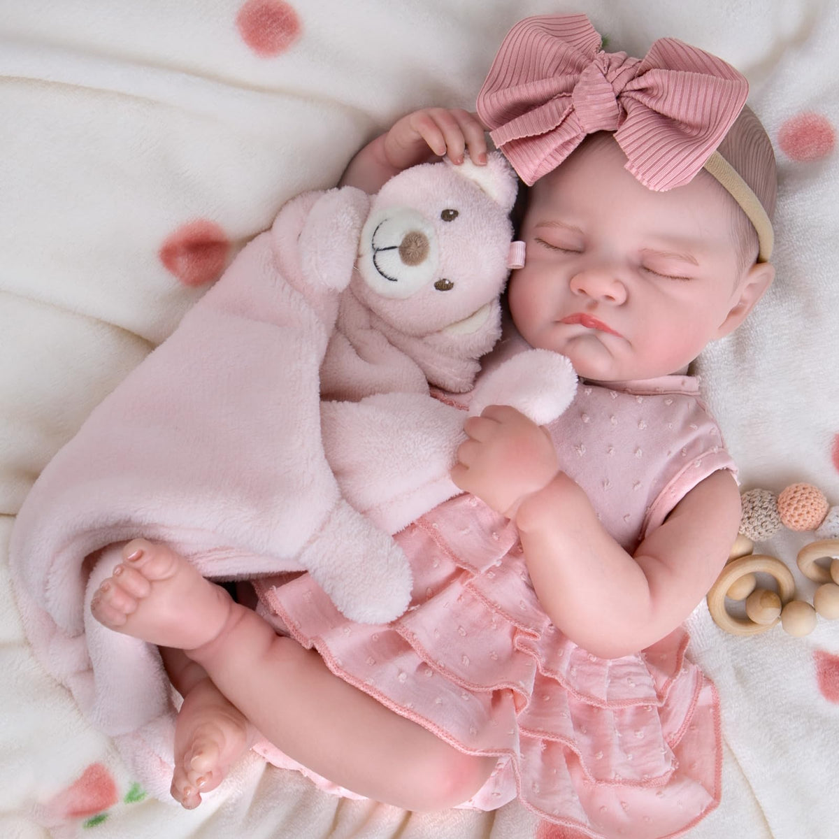 20'' Realistic Sleeping Newborn Girl Doll in Pink Dress D738