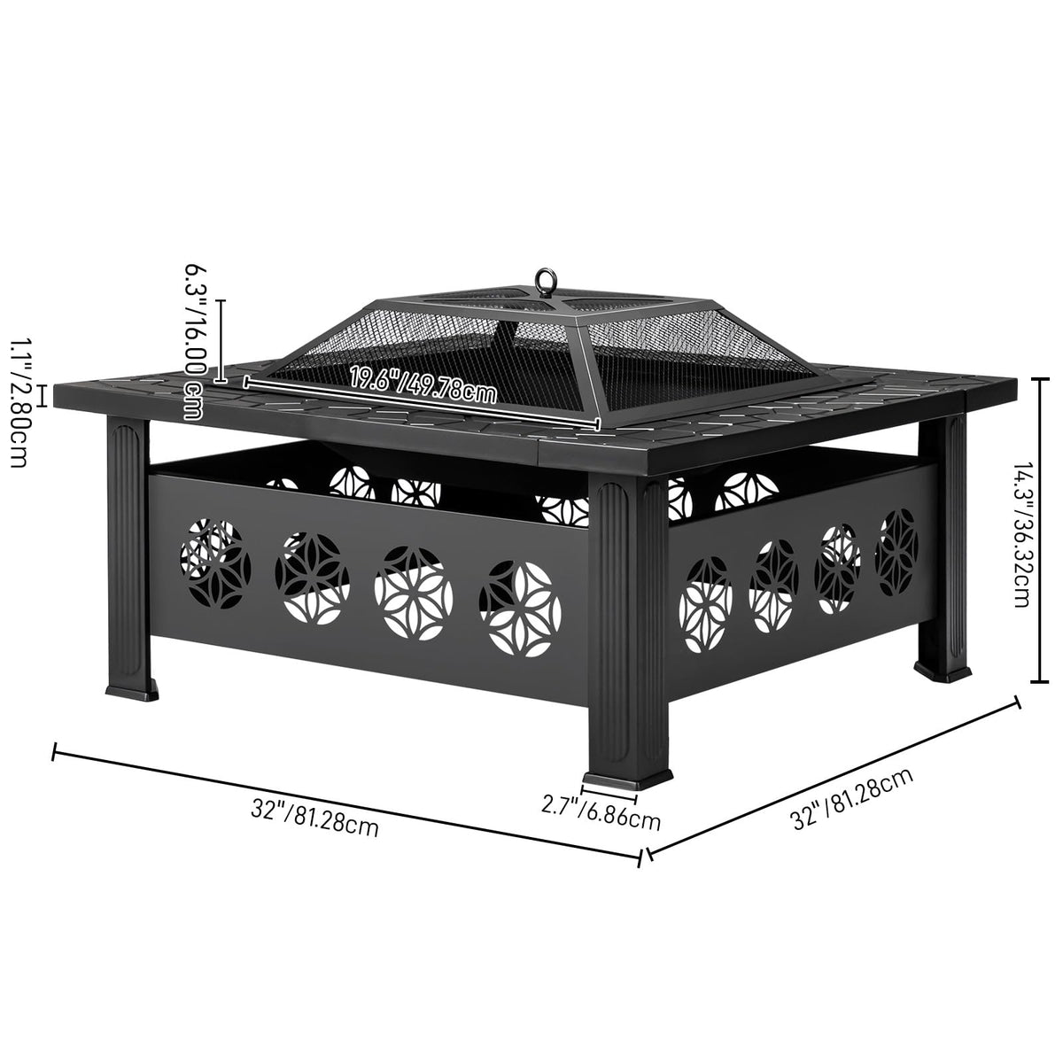 32 Inch Metal Outdoor Fire Pit F853565