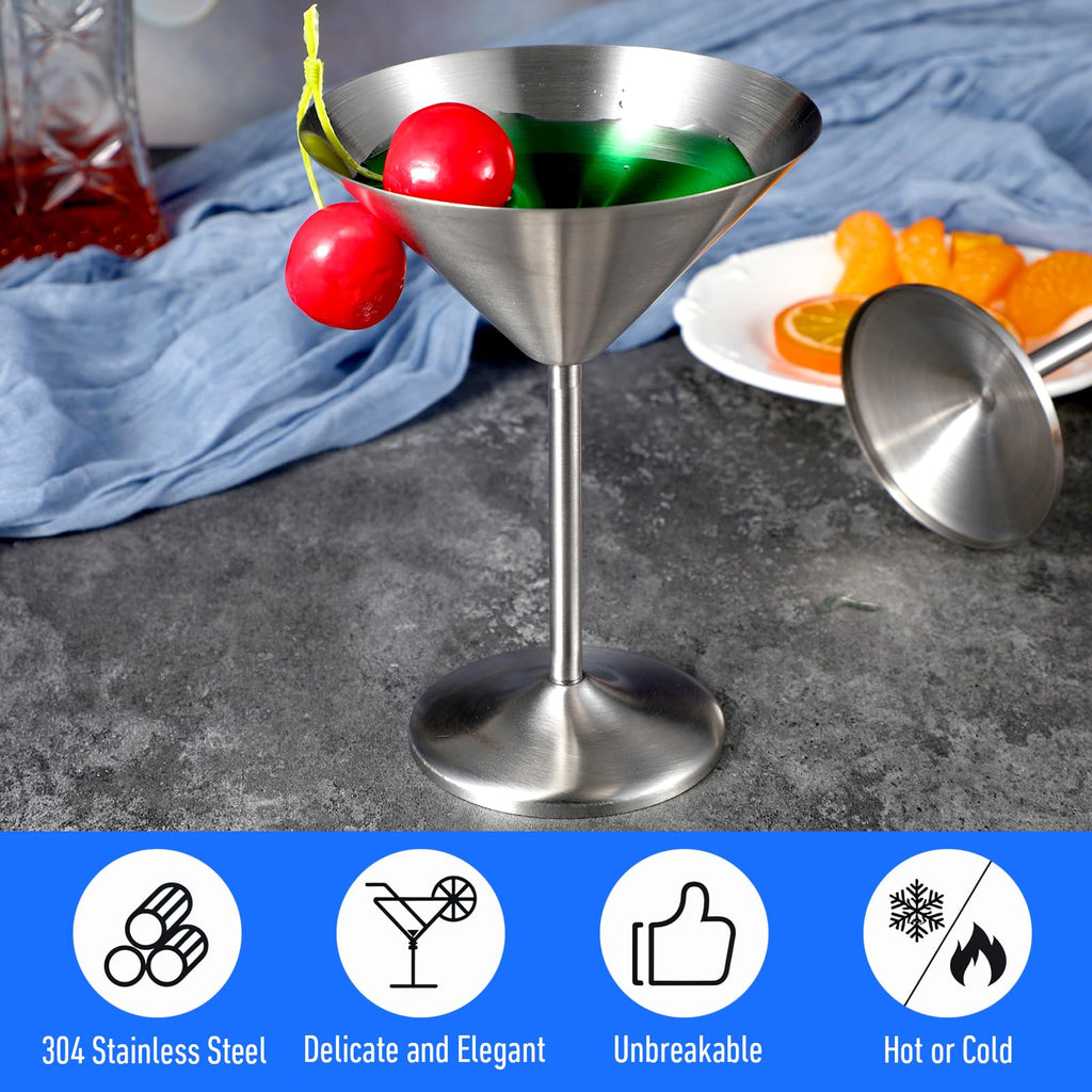 4-Pack Stainless Steel Martini Glasses 8.5oz T568