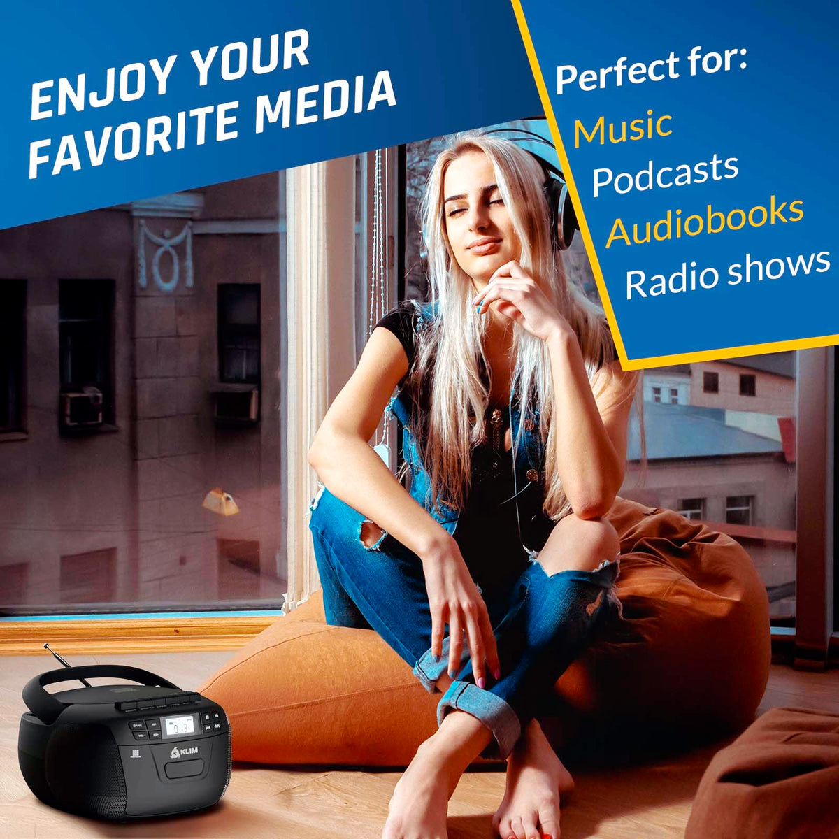 CD Cassette Player with Bluetooth AM FM Radio USB Drive K269470