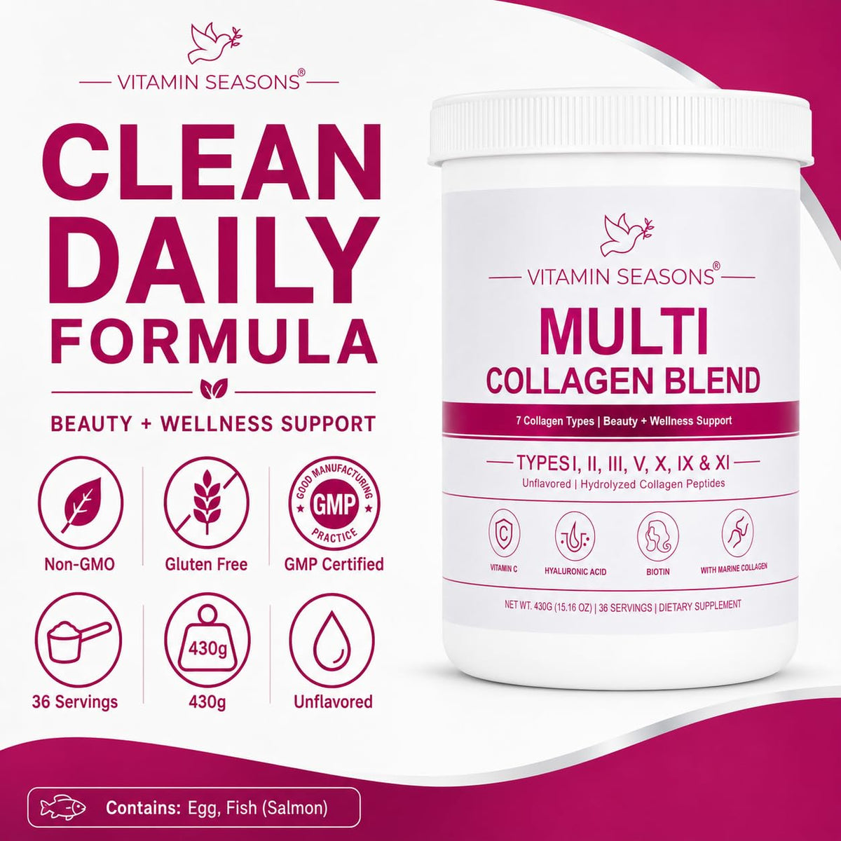 Unflavored Hydrolyzed Collagen Peptides Powder 15.16 oz T1590