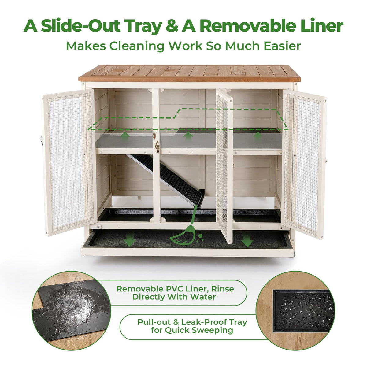 2-Story Indoor Rabbit Hutch with Pull-Out Tray G512