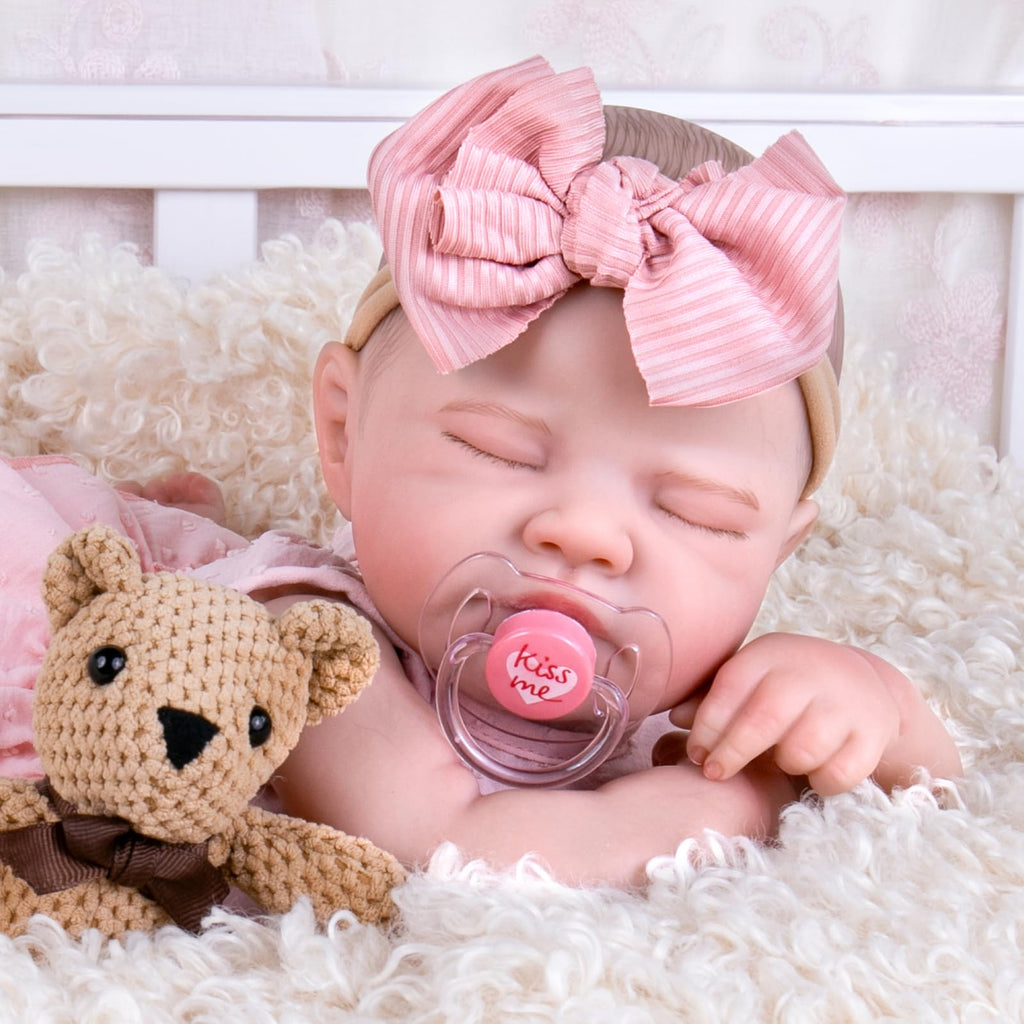 20'' Realistic Sleeping Newborn Girl Doll in Pink Dress D738