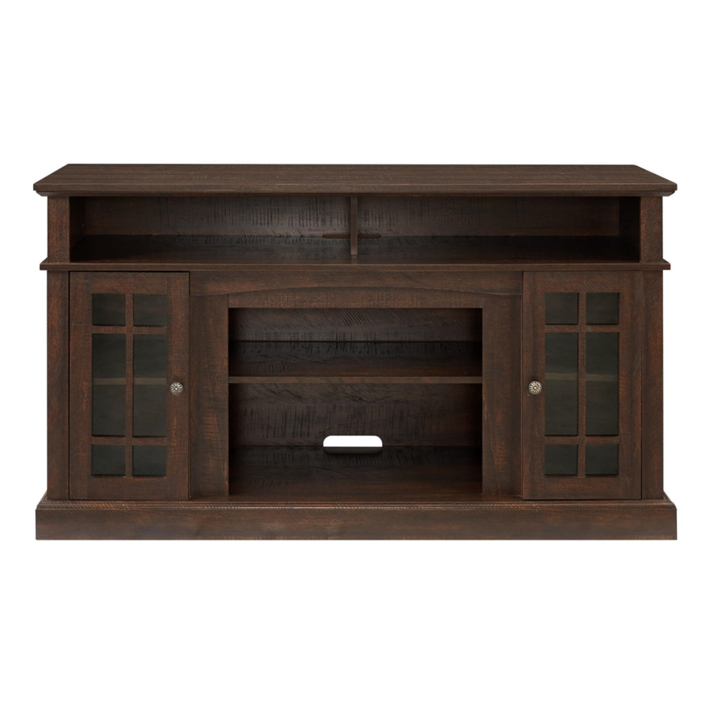 Espresso TV Stand with Glass Door and Open Shelves K399947