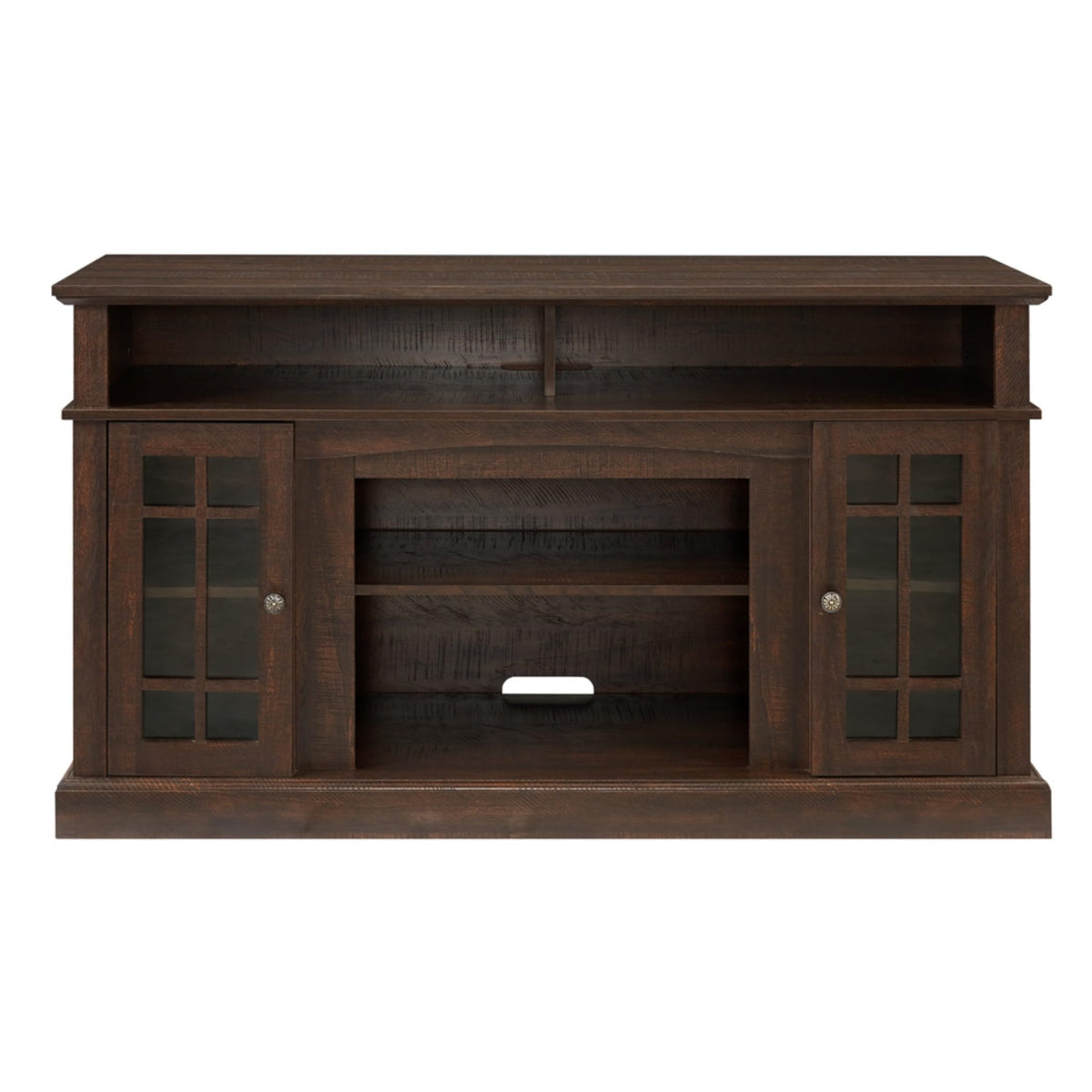 Espresso TV Stand with Glass Door and Open Shelves K399947