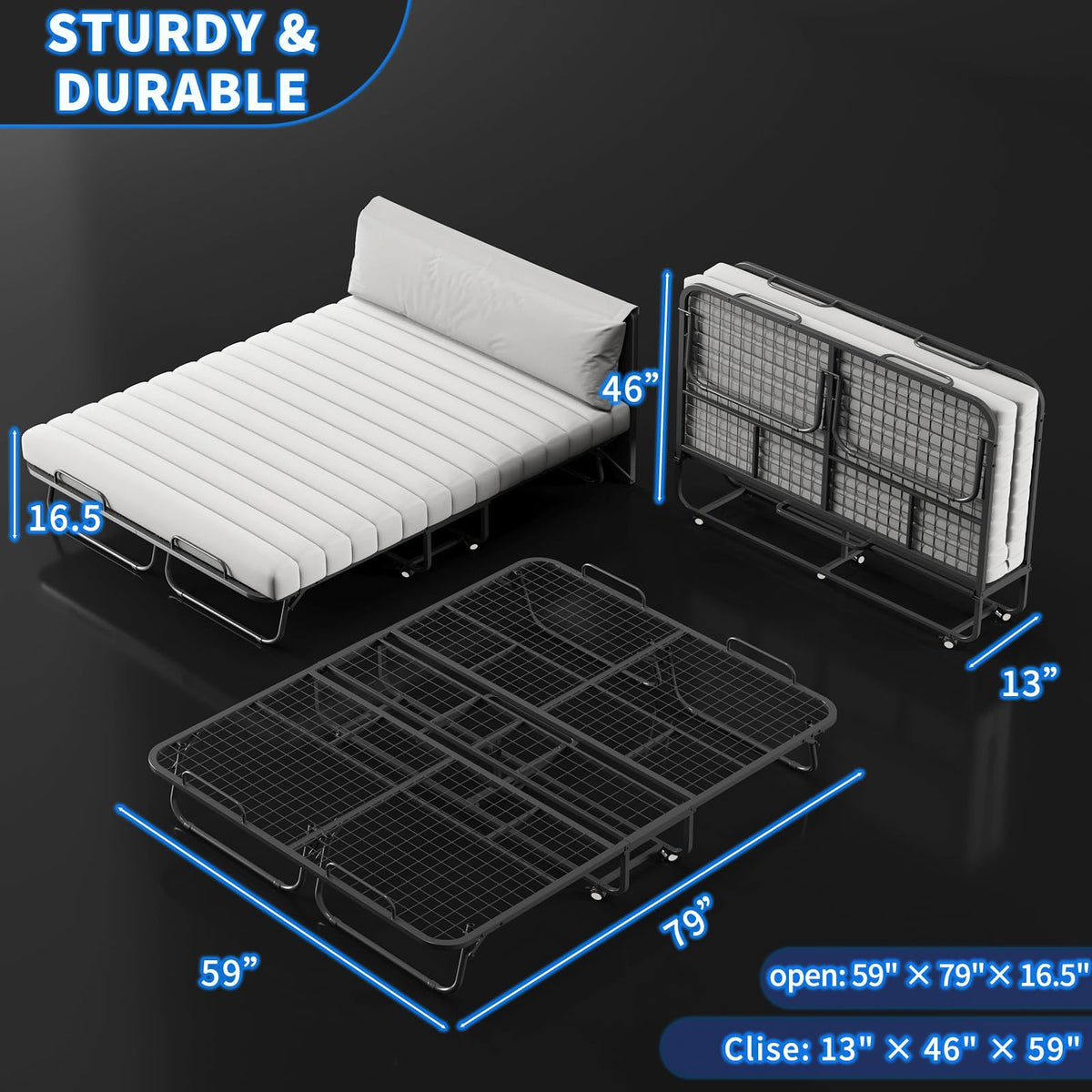Queen Size Folding Bed with Memory Mattress V5941